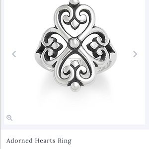 James Avery Sterling silver adorn hearts ring.